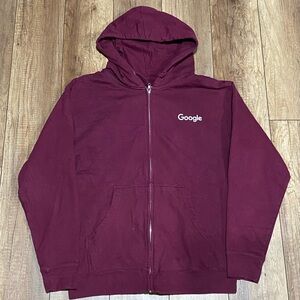 Google Maroon Zip-Up Hoodie
